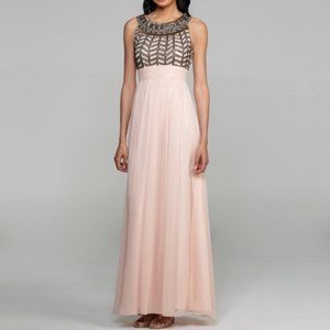 JS Collections Pink Embellished Chiffon Gown Size 10